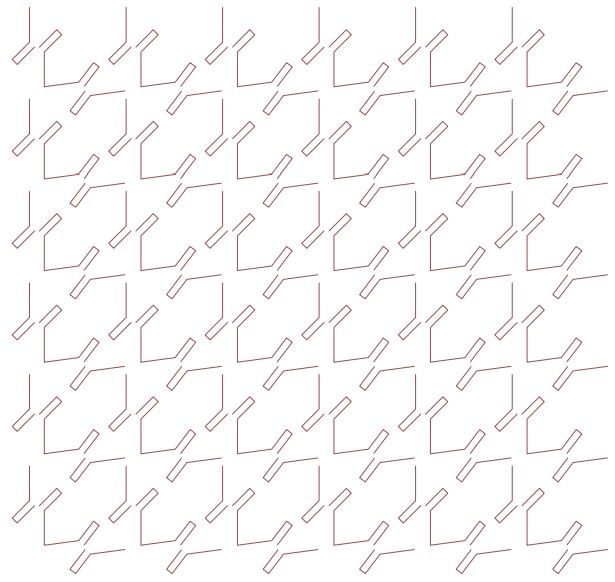 Modular wallpaper pattern developed from repeated geometric elements of the exhibition system