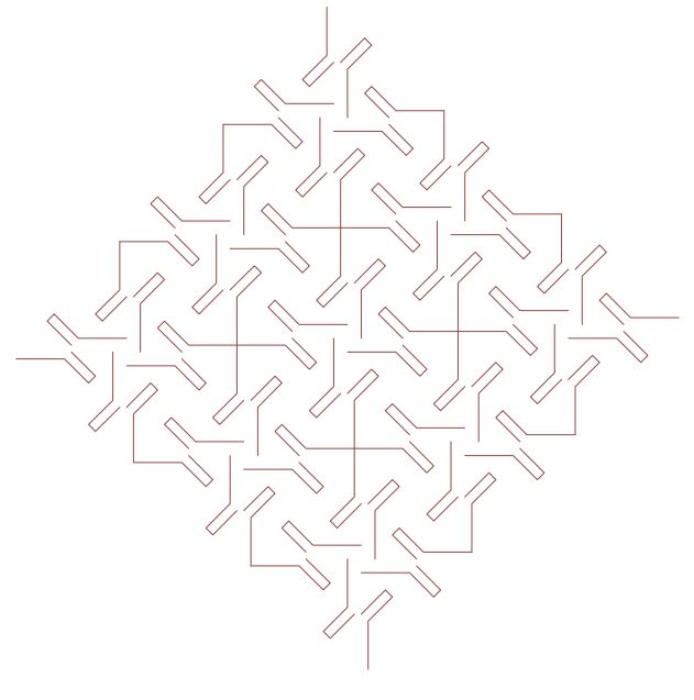 Radial wallpaper pattern developed from the geometric profile of the exhibition lectern