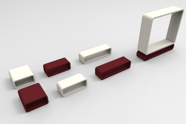 Modular seating and spatial elements developed for the library outdoor areas