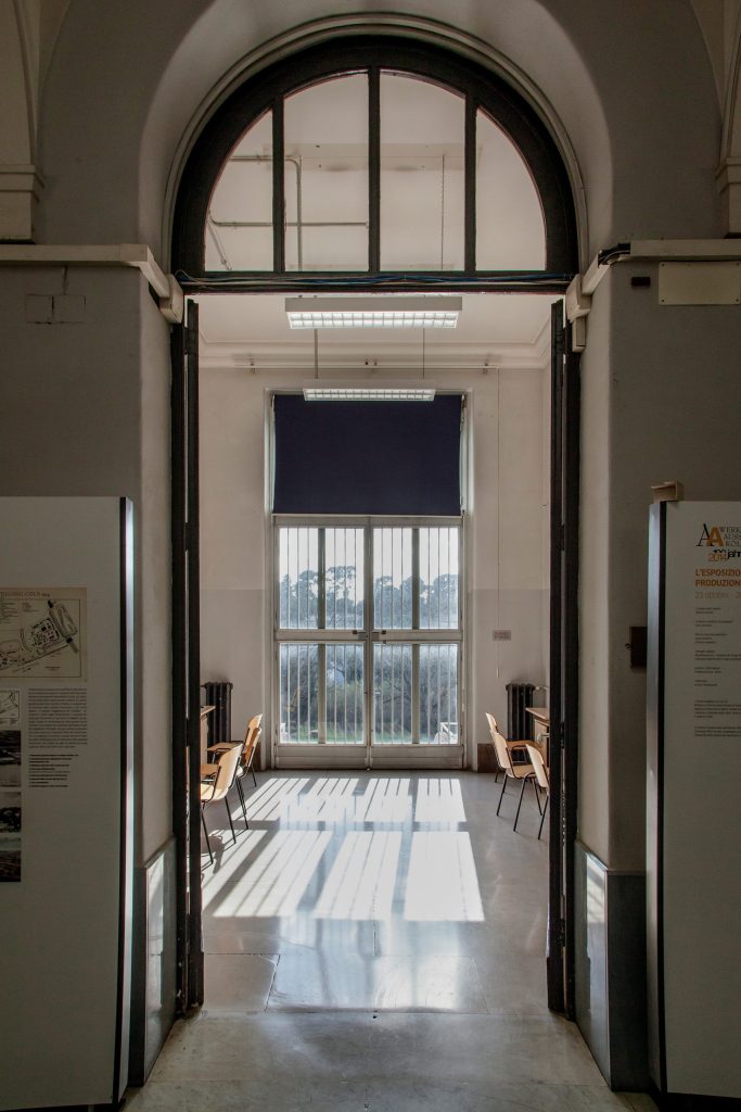 Interior view of the Central Library of Architecture showing the existing spatial proportions and natural light