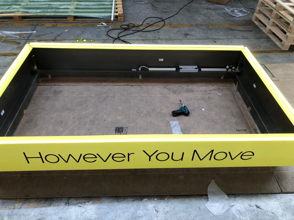 Completed H&M Move retail display unit following assembly and pre-installation testing