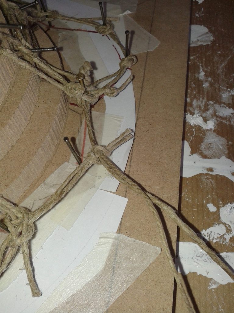 Initial string test used to define knot positions for the Knotlight prototype