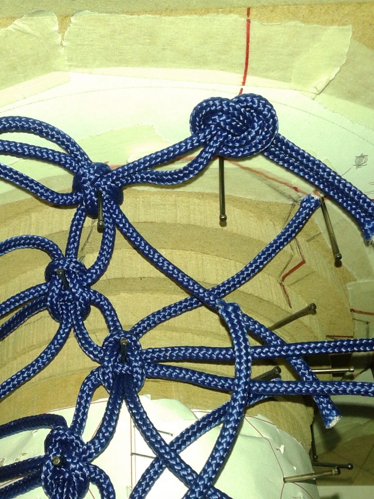 Blue rope knot development during Knotlight prototyping