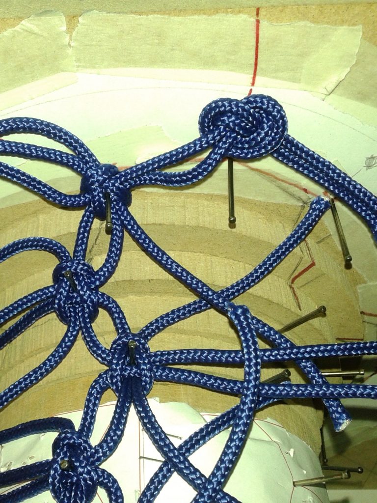 Blue rope knot development during Knotlight prototyping