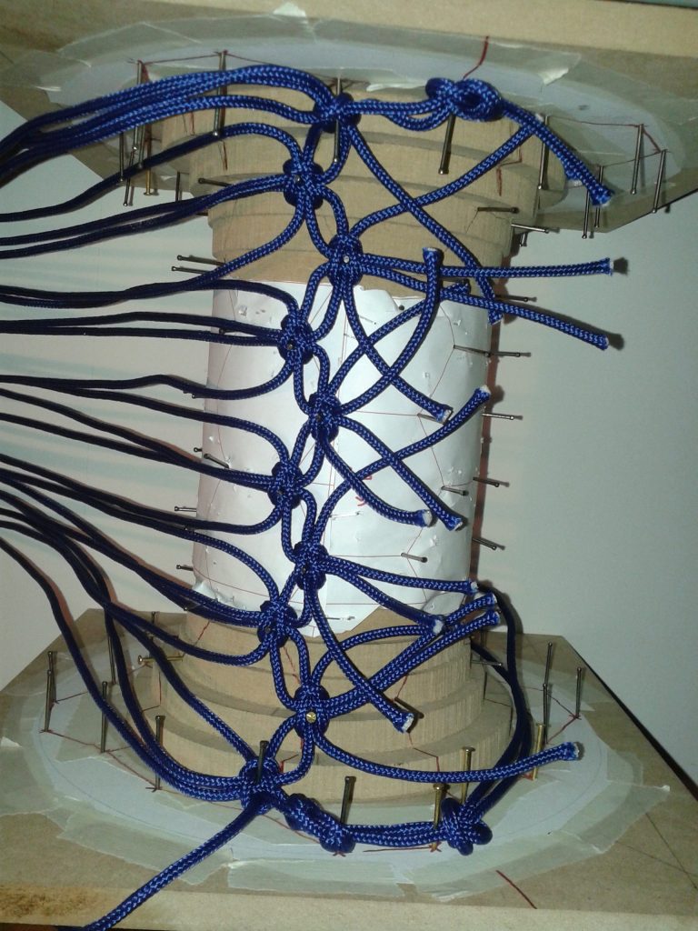 Knotlight rope pattern under development on the temporary jig